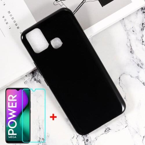 Transparent Phone Case For Infinix Smart 5 Soft Black TPU Case Cover with Tempered Glass For Infinix Smart5 Hot 10 Play Pelicula