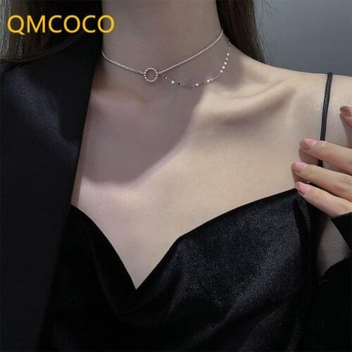 Double-Deck 925 Silver Clavicle Chain Necklace For Women New Trend Simple Trendy Round Shape Tassel Choker Party Jewelry Gift