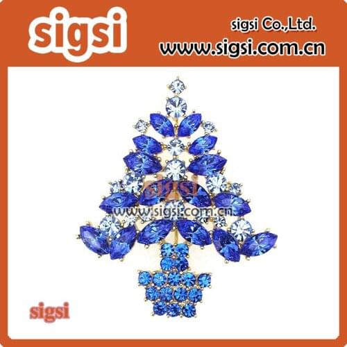 Multi-Colored Rhinestone Christmas Tree Brooch Pin Woman Festive Corsage pin Jewelry Gift