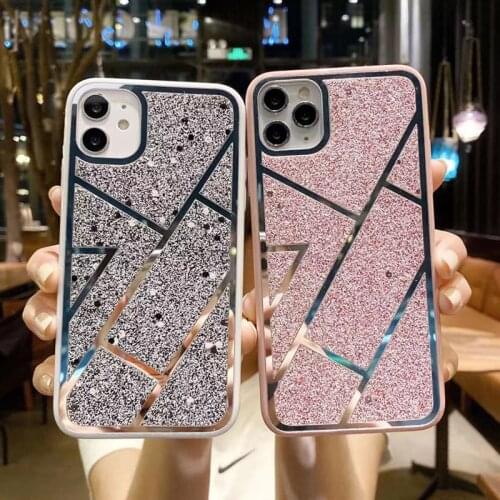 Luxury Glitter Sequins bling plating diamond Soft border phone Case for iphone 12 MiNi 7 8 plus X XS XR MAX 11 Pro back cover