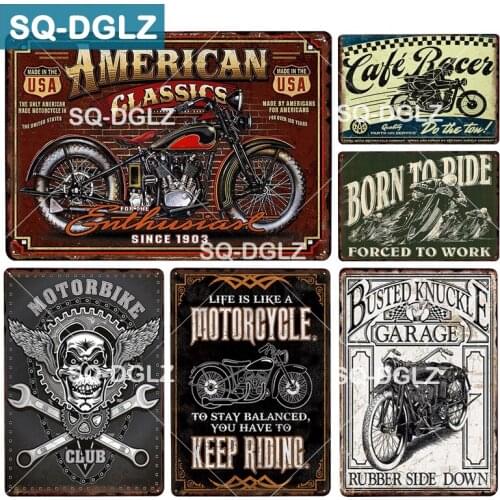 [SQ-DGLZ]Motorcycles Metal Sign Plaque Metal Vintage Pub Tin Sign Metal Plate Wall Decor for Bar Pub Club Decorative Plates