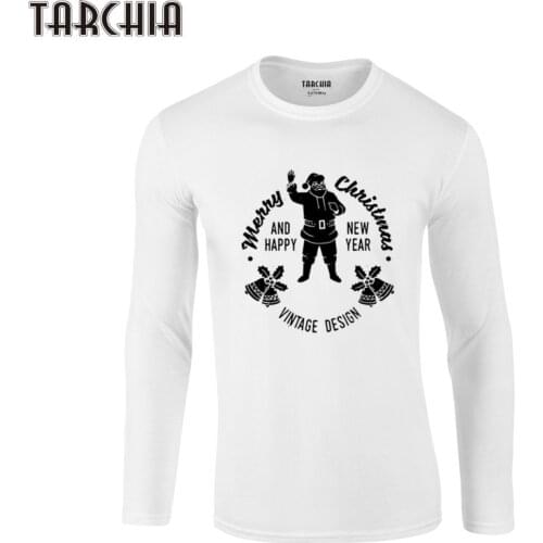 TARCHIA Brand Free Shipping 2021 New Arrival Men Clothing Tee Long Sleeve T-Shirt Cotton Plus Size marry christmas Man