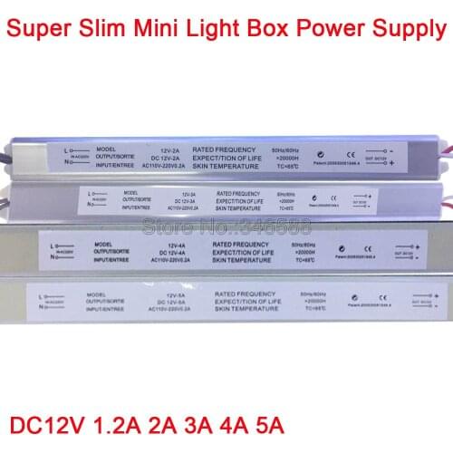 AC110V 220V to DC 12V 1.5A 2A 3A 4A 5A Ultra Thin Switching Power Supply Lighting Transformer for Slim Advertising Light Box