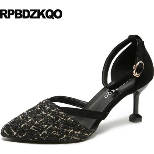 High Heels 10 42 3 Inch Designer Women Luxury Shoes 2021 Big Size Thin Ankle Strap Black 33 11 43 4 34 Pointed Toe Pumps Medium