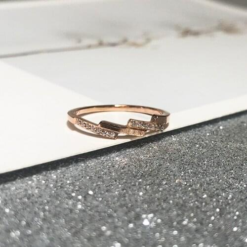 YUN RUO Simple & Chic Personality Zircon Ring Rose Gold Color Woman Gift Fashion Titanium Steel Jewelry Never Fade Drop Shipping