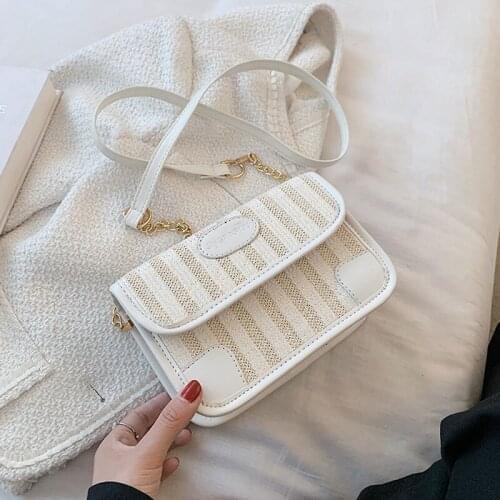 Fashion Knitting Small Square Bags Designer Simple Style Handbags For Women Pu Leather Female Shoulder Bag Summer Crossbody Bag