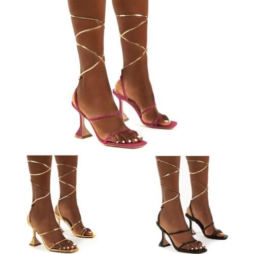 2021 New summer high-heeled womens sandals heels fine-heeled breathable bridesmaid catwalk fashion word belt 35-42