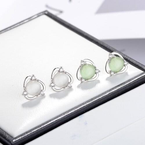 KOFSAC New Shiny CZ Fine Green Stone Earring 925 Sterling Silver Stud Earrings For Women W Party Fashion Jewelry Gifts