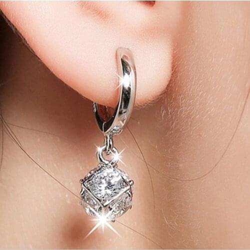 New Arrivals Korean Style Cube Box Zircon Earrings For Women Lady Bridal Earrings Girls Gifts Pendientes Brincos 2021