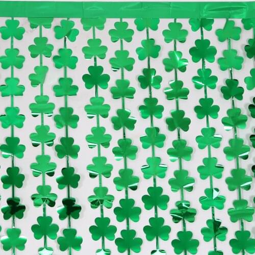 1*2M New Clover Tinsel Curtain Rain For Photo St. Patricks Day Decoration Irish Festival Decor Green Backdrop Curtain Photozone