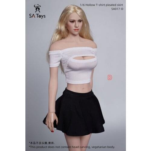 1/6 Female Hollow T-shirt Pleated Skirt Set Women Clothes Model TBL UD For 12'' Figure Dolls
