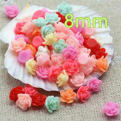 100pcs 8mm Mixed Color small flower resin flatback cabochon DIY jewelry/phone decoration No Hole