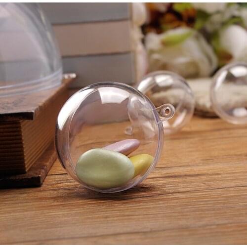 100pcs Christmas Tress Decorations Ball 3cm Transparent Open Plastic Clear Bauble Ornament Gift Present Box Decoration