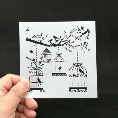 13*13 Birdcage pvc Layering Stencils for DIY Scrapbooking/photo album Decorative Embossing DIY Paper Cards Crafts