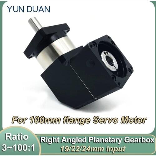19 22 24mm Input 90 Degree Right Angle Planetary Gearbox 3 10 20~100:1 10Arcmin for 100mm flange Servo Motor Laser Welding Robot