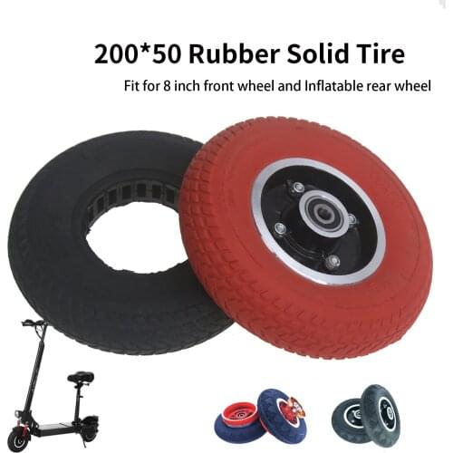 8 Inch 200*50 Front Wheel Solid Tire Rear Wheel Non-Inflatable Shock Absorption and Explosion-Proof Tyre for Skateboard Bicycle