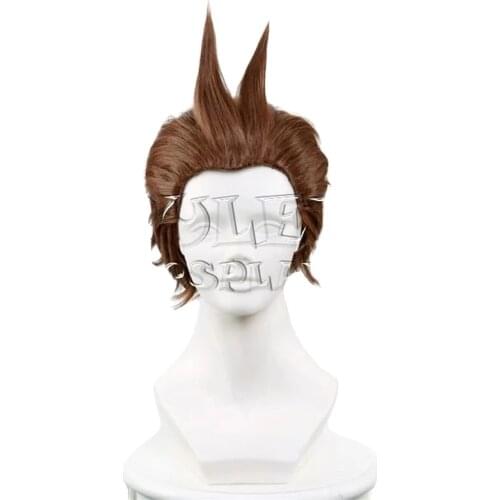 Ace Attorney Apollo Justice Wig Cosplay Costume Brown Short High Temperature Fiber Hair Wig for Halloween Party