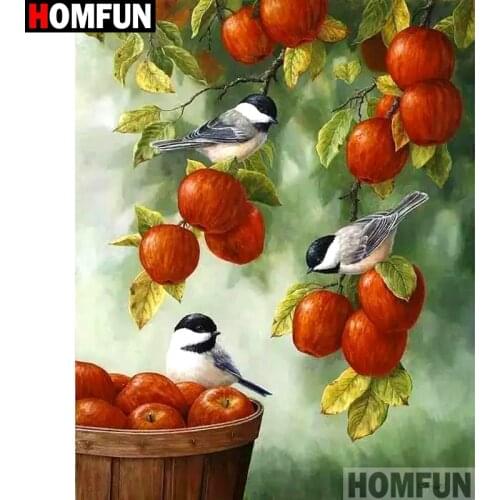 HOMFUN Full Square/Round Drill 5D DIY Diamond Painting "Bird fruit" Embroidery Cross Stitch 3D Home Decor Gift A10103