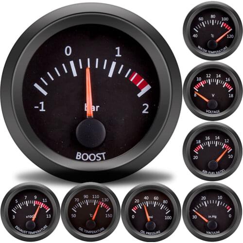Car boost gauge bar 2inch 52mm Exhaust gas temp turbo boost meter water temp oil temp oil press psi Air fuel gauge voltmeter 12v