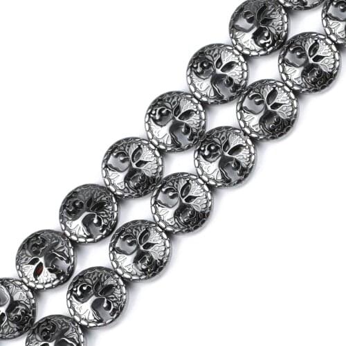 JHNBY Life Tree Black Hematite Natural Stone 12mm 20pcs Spacer Loose Beads For Jewelry Making Diy necklace bracelets Accessories