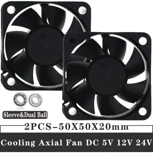 2PCS GDSTIME 50mm x 20mm DC 5V 12V 24V 5cm Industrial Motor Case Brushless Cooling Fan For Exhaust Ventilation Fan Replacement
