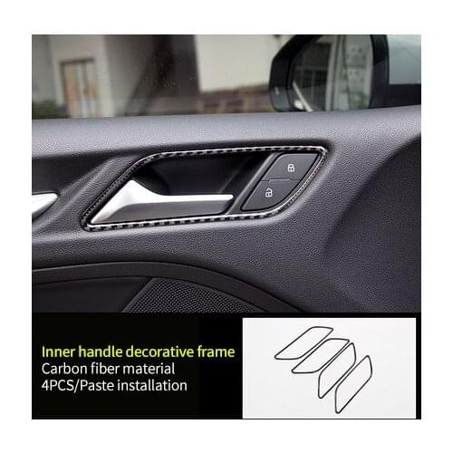 Decorative Frame Inner Handle For Audi Carbon Fiber 2014 2018 4pcs 2017 A3