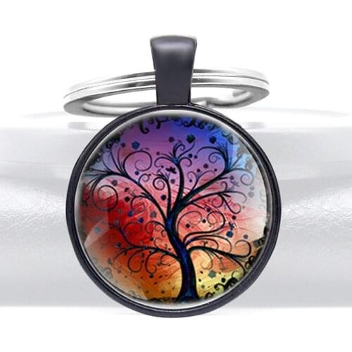 Classic Tree of Life Design Glass Cabochon Charm Pendant Necklace Men Women Jewelry Accessories Gifts