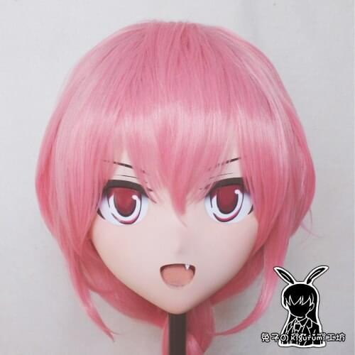 KM5138)Quality Handmade Female/Girl Resin 3/4 Head Japanese Cartoon Character Astolfo Cosplay Kigurumi Mask Crossdresser