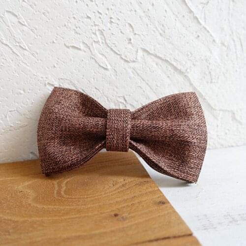Brown Suit Linen Dog Bowtie Pet Collar Accessory Puppy Cat Pet Supplies Grooming Tools Dogs Dismountable Ornamental Bow Tie