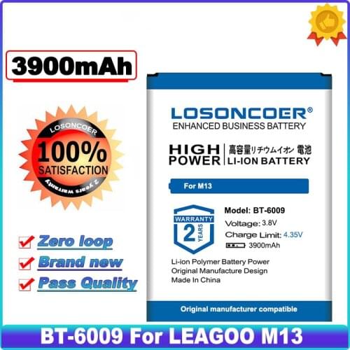 LOSONCOER 3900mAh BT-6009 Battery for LEAGOO M13 Mobile Phone Battery 0 Cycle 100% New
