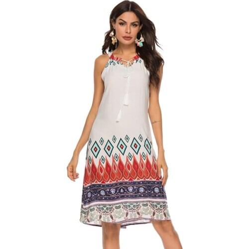 Fashion Dress Large Size Women Summer Sundress Dress Loose Simple Sleeveless Dress Womens Clothing Oodji