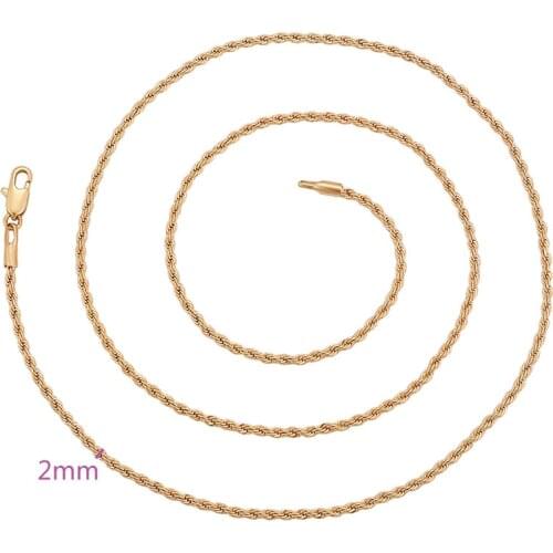 MxGxFam ( 60 cm * 2 mm) Fashion Rope Chain Necklace For Men Women 18k Gold Plated Lead and Nickel Free