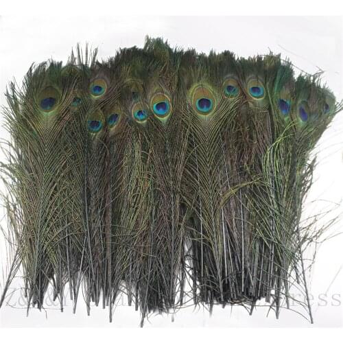 50-100PCS Natural 40-50CM (16-20 inches) Peacock Feather Dyed Black DIY Decoration Craft Accessories Feather