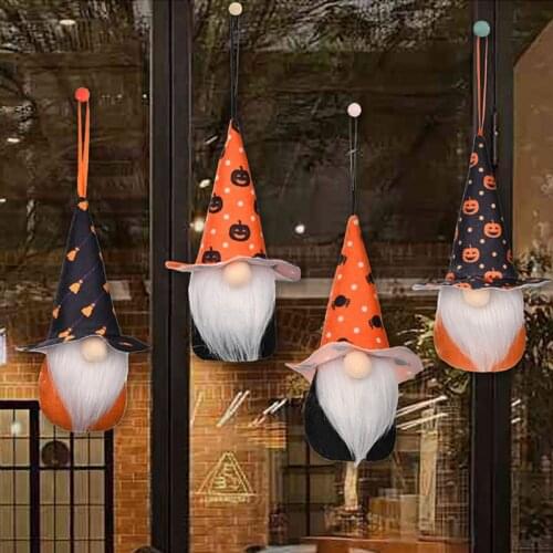2021 New Halloween Hanging Broom Dwarf Doll Creative Faceless Doll Home Decoration Pendant Ornaments