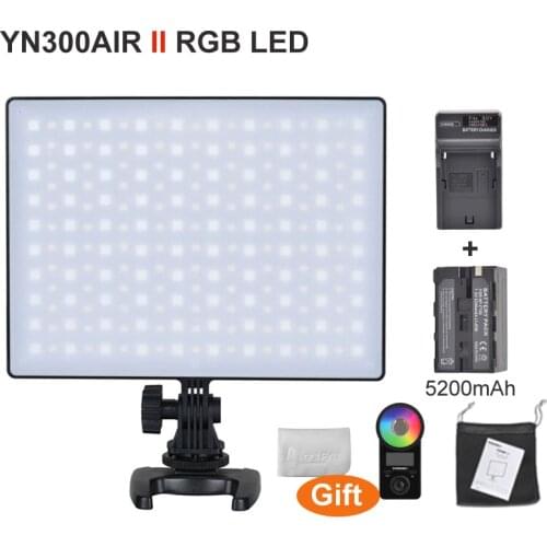 YONGNUO YN300AIR II RGB Full Color LED Camera Video Light,Optional Battery w Charger Kit Photography Light Touchable Remote 2.4G