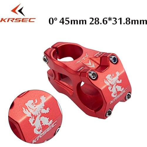 KRSEC MTB 45mm Stem CNC 31.8mm Bicycle Handlebar ultralight 0 Degree Rise 28.6mm fork Mountain Bike parts
