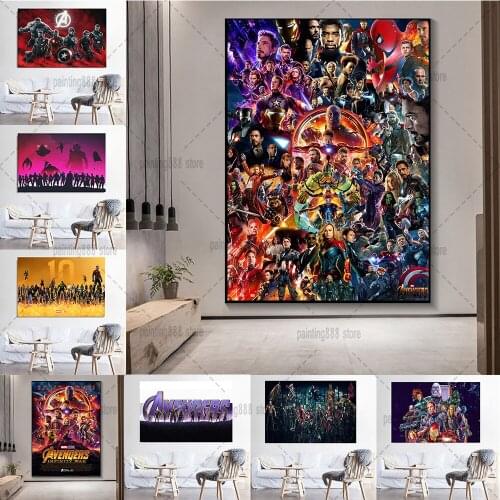 Marvel Avengers Superheroes Movie Canvas Painting Disney Avengers Superheroes Poster and Prints Wall Art Pictures for Home Decor