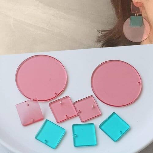 10PCS Irregular Geometric Transparent Acrylic Earrings Accessories Square Round Pendant Stud Earrings Diy Jewelry Findings