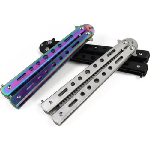 1 Pcs Foldable Comb Stainless Steel Practice Training Butterfly Knife Comb Beard & Moustache Brushes Hairdressing Styling Tool