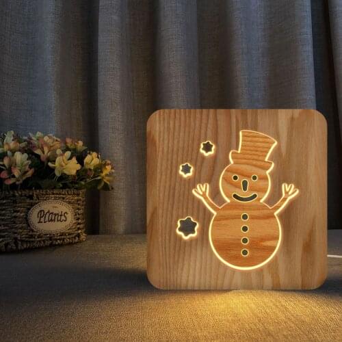Snow Man 3D Wooden Headlight Christmas KT-C Bedroom Bedside Lamp table lamps for bedroom