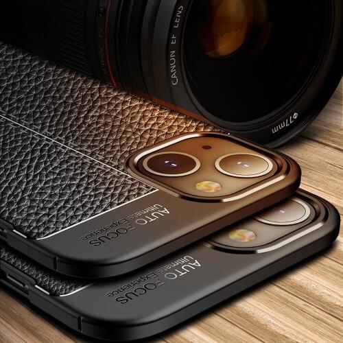 KEYSION Shockproof Case for IPhone 13 Pro Max 13 Mini Leather Texture Soft Silicone Back Cover for IPhone 12 Mini 11 Pro Max