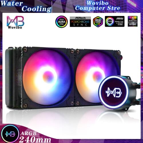 Wovibo PC CPU Water Cooling Computer Cooler RGB ARGB Liquid Fan Ventilador Radiator For LGA 1150 1151 1155 1200 1366 2011 AM4