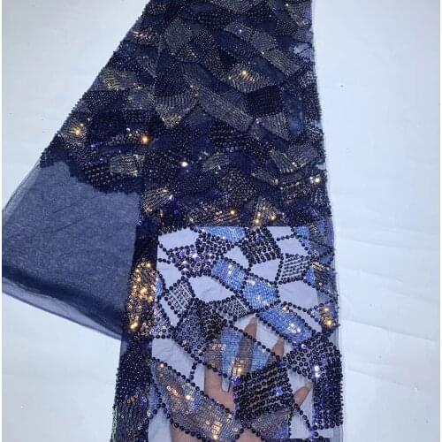 High-quality beads with sequins irregular geometry / French mesh lace banquet dress design fabric