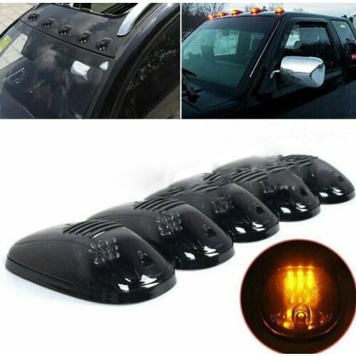 5pcs 9LEDs yellow Car Cab Roof Marker Lights For Trucks SUVs DC12V Black Smoked Lens Clearance Marker LED Roof Lamps Doom Lights