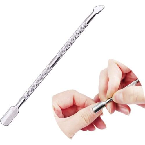 1PCS Nail Art tools Stainless Steel Cuticle Pusher Remover Essential Cuticle 2 Way Spoon Pusher Pedicure Manicure Care Cleaner