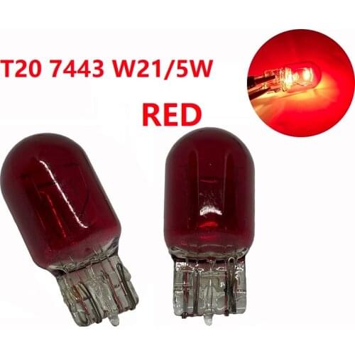 1PCS T20 W21/5W 7443 RED LED Glass 580 12V 21/5W Car Miniature Double Filamen Turn Stop Brake Tail Bulbs 12V