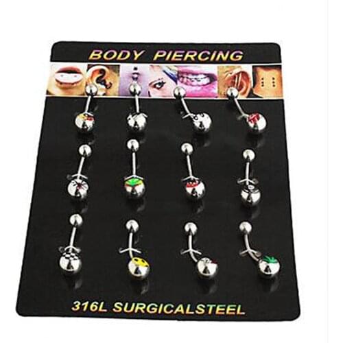 12 PCS/ Lot Hot New Brand Surgical Steel Belly Body Jewelry Lot 14G Nevel Piercing Ombligo 12 Color Chic Piercing Nombril