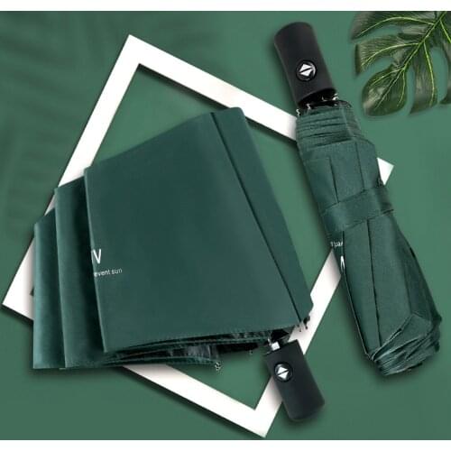 2021 New Automatic Umbrella Rain Women 8 Bone Folding Umbrellas Windproof Black Coating Anti UV Parasol Womens Umbrella Girl