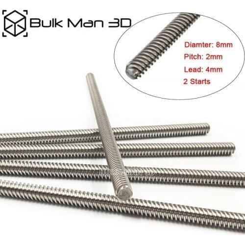 50pcs/Lot Wholesale Tr8*4-2p(2 starts) Metric Acme Lead Screw Length 470mm ~ 900mm for 3D Printer CNC Engraving Machine