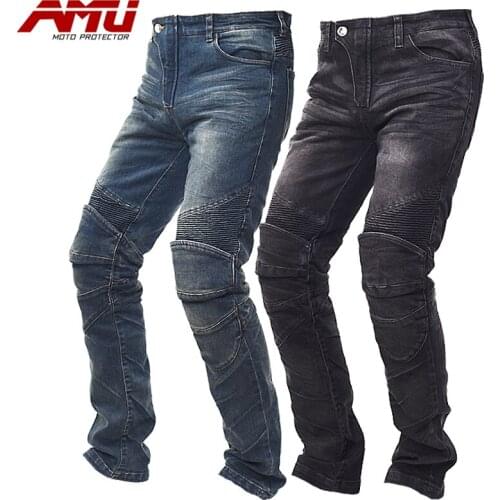 AMU Motorcycle Racing Jeans High quality Casual Cowboys Pants Mens Protective Gear Jeans Moto Knee Pad Denim Jeans Trousers